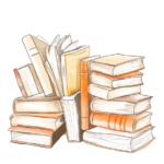 Bücher. Ein Stapel von Bücher im gezeichneten Stil.